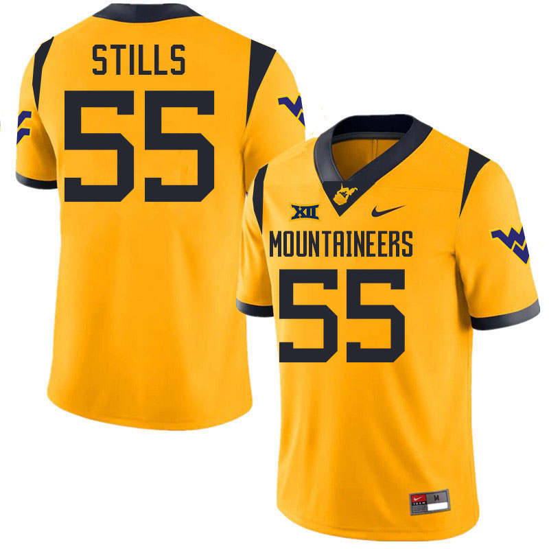 Dante Stills WVU Jersey,West Virginia Mountaineers #55 Dante Stills Jersey Youth College-Gold